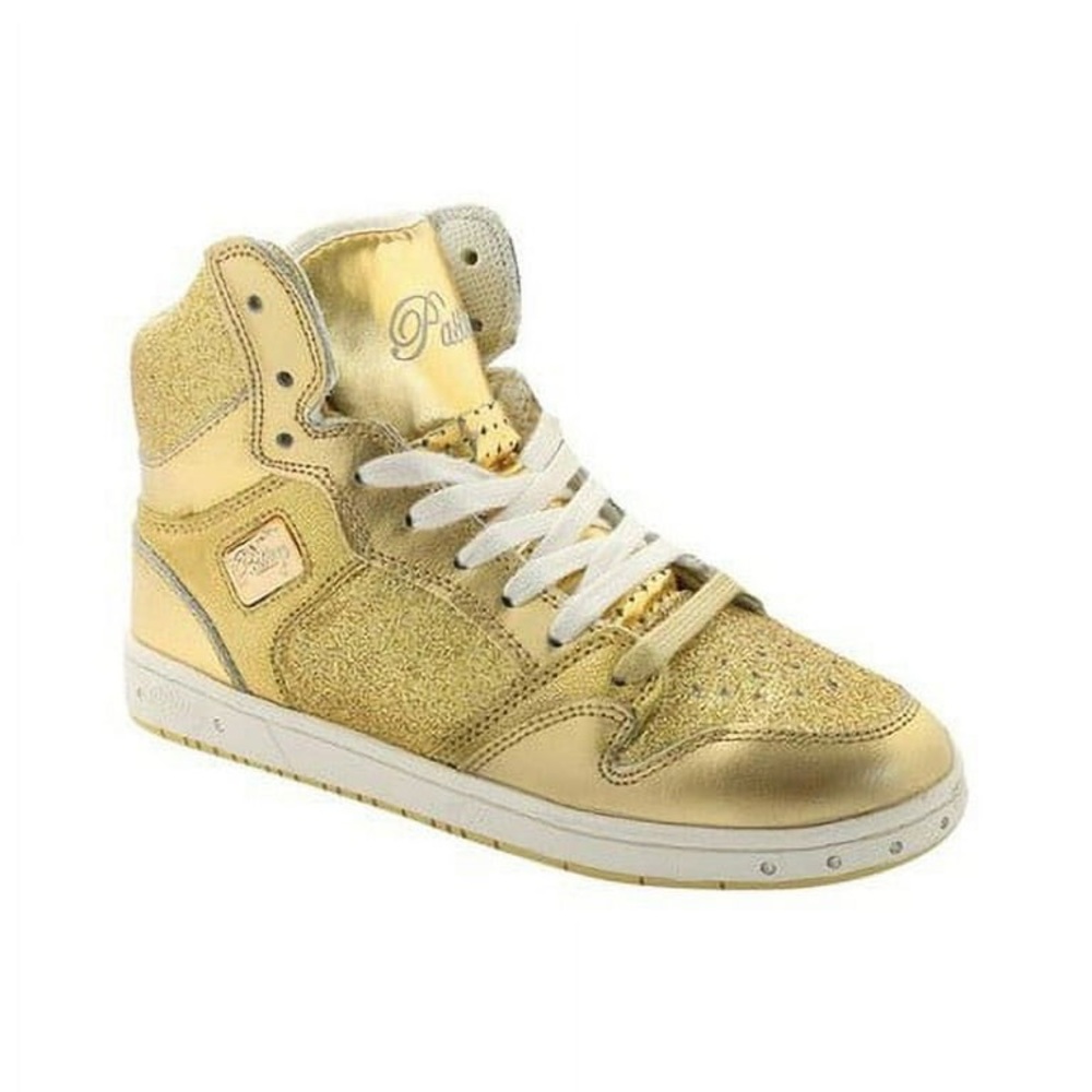 Pastry Glam Pie Glitter Gold High-Top Dance Sneakers with Metallic Finish